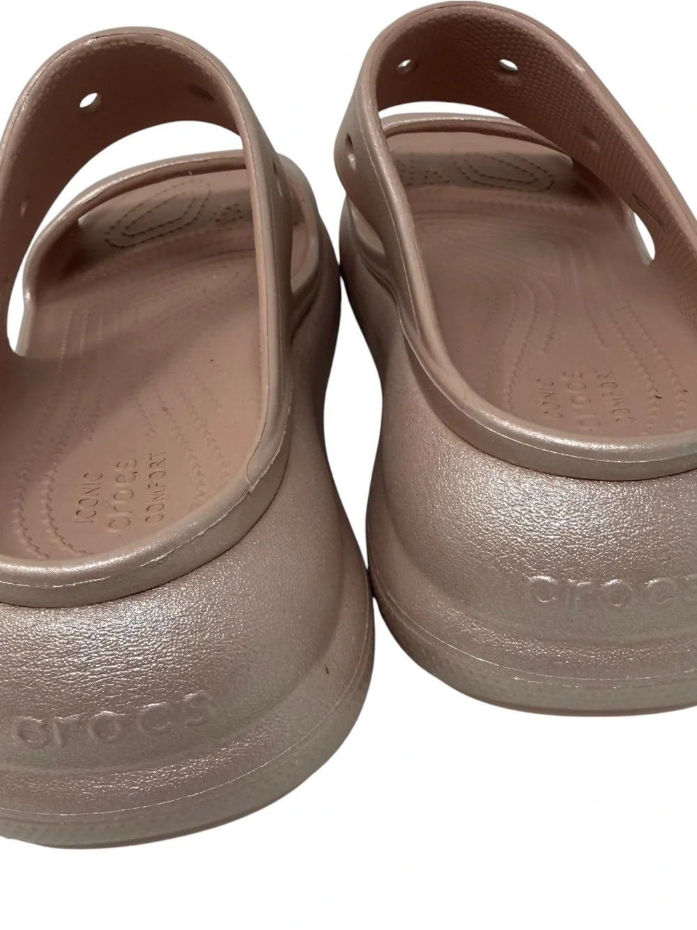 Crocs Classic Crush Womens Size 9 Pink Clay Argile Rose Shimmer platform Sandals
